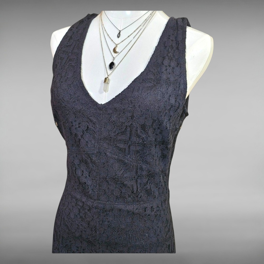Hollister Lace Mini Dress NWT Small Black Sleeveless Lace-Up Y2K Goth - Picture 4 of 4